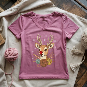 Red Nose Yarndeer Lady V-neck