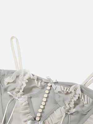 Fairycore Mesh Ruffled Top & Mini Skirt Two Piece Set