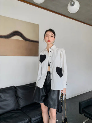 Heart Patch Button-Up Shirt