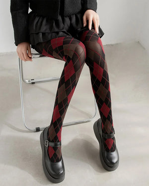 Library Crush Argyle Pattern Tights