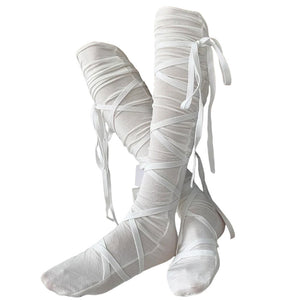 Balletcore Tie Up Knee High Socks