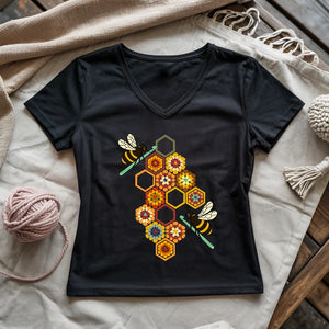 Crochet Bees Lady V-neck