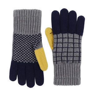 Grid Pattern Knit Gloves