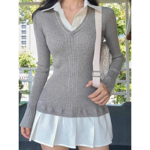Preppy Style Pleated Knit Dress