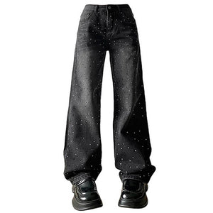 Midnight Rhinestone Baggy Jeans