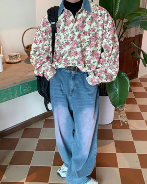 Vintage Pink Floral Button Up Shirt