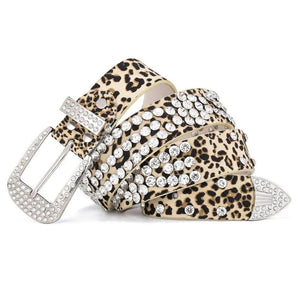 Y2K Rhinestone Leopard Belt
