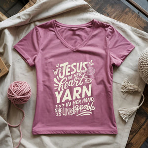 Jesus And Yarn Lady V-neck
