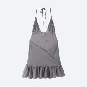 Backless Button Mini Dress