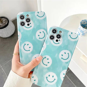 Blue Smiley iPhone Case