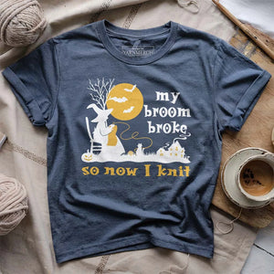 Broom Broke Knitting Witch T-shirt