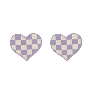 Checkered Heart Earrings