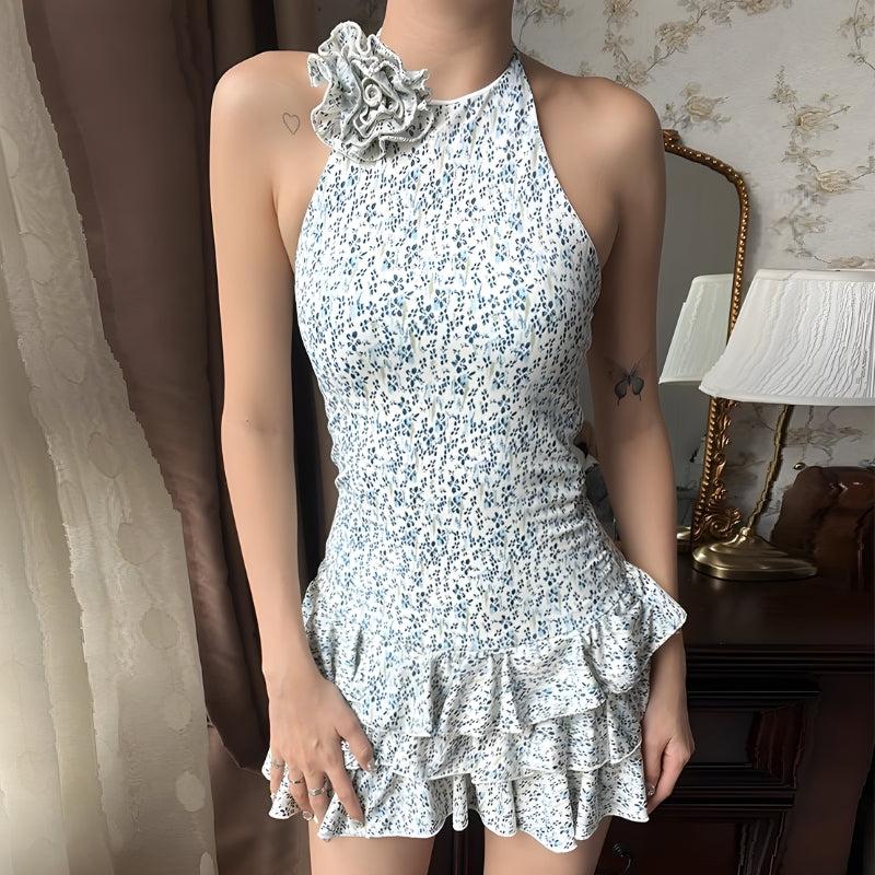 Cottagecore Floral Ruffled Mini Dress