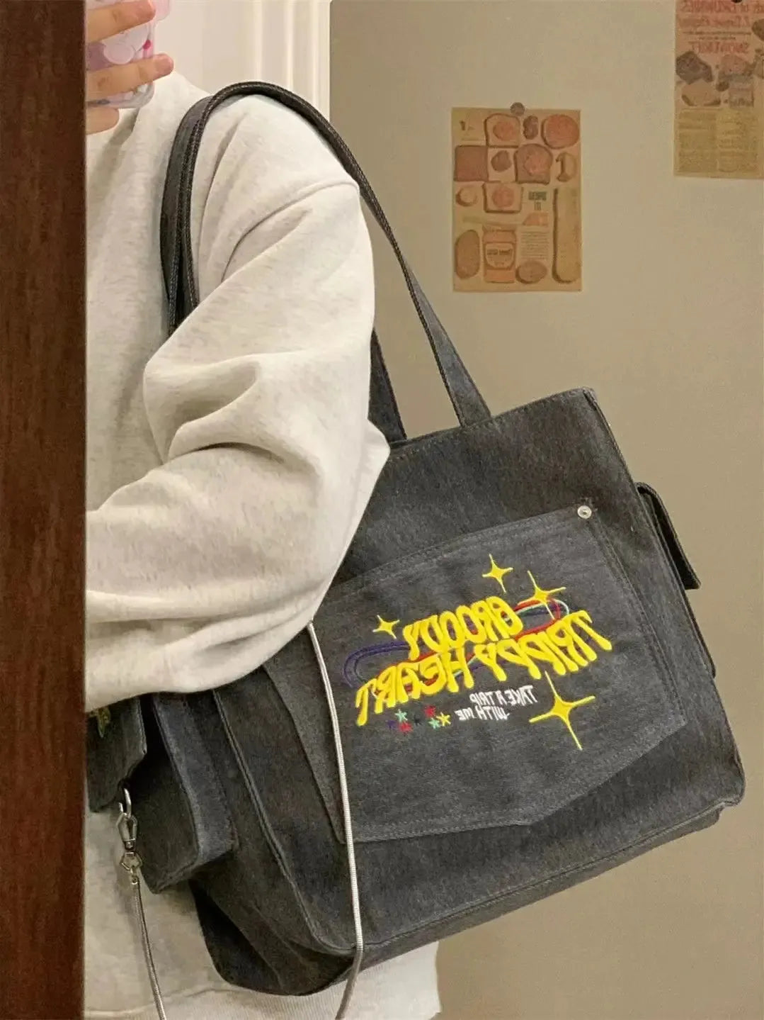 Embroidered Shoulder Bag