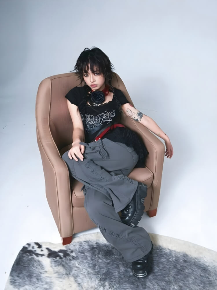 Goth Butterfly Print Tee