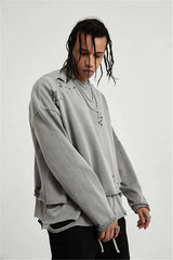 Grunge Ripped Layered Sweatshirt