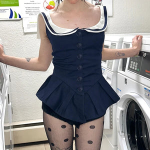 Nautical Button Mini Dress