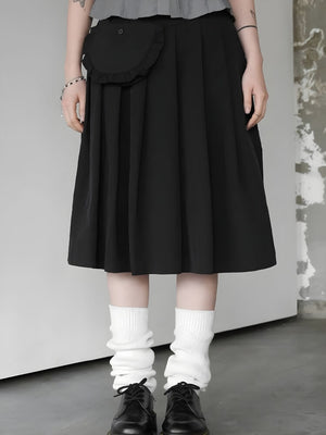 Pleated Pocket Midi Skirt