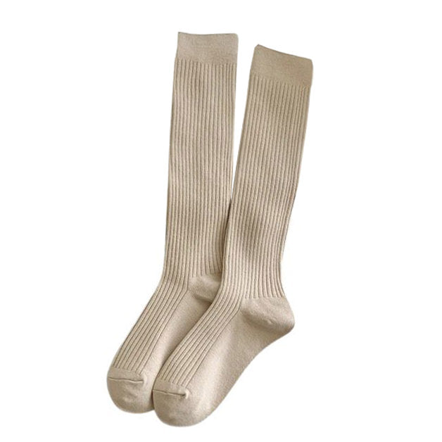 Basic Ribbed Knee High Socks
