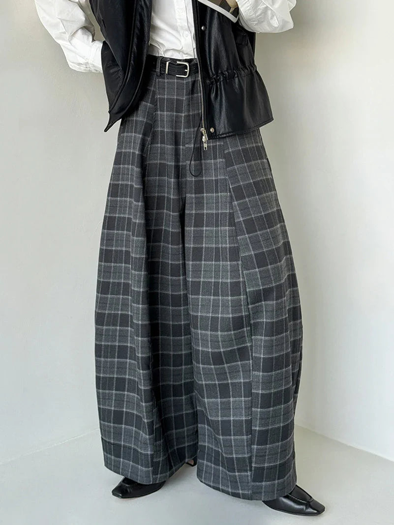 Ultra-Wide Plaid Pants