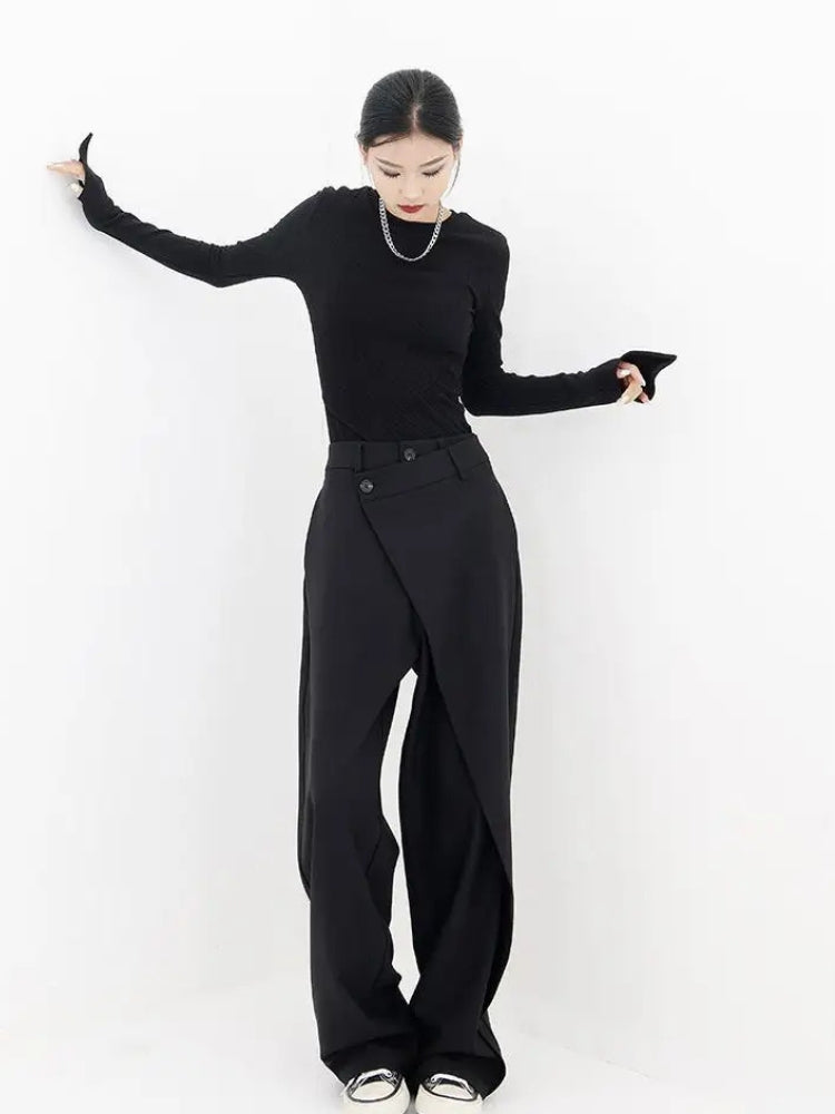 Wrap Front Wide Leg Pants