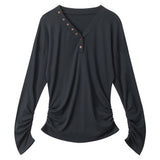 Aesthetic Loose Fit Button V-Neck Top