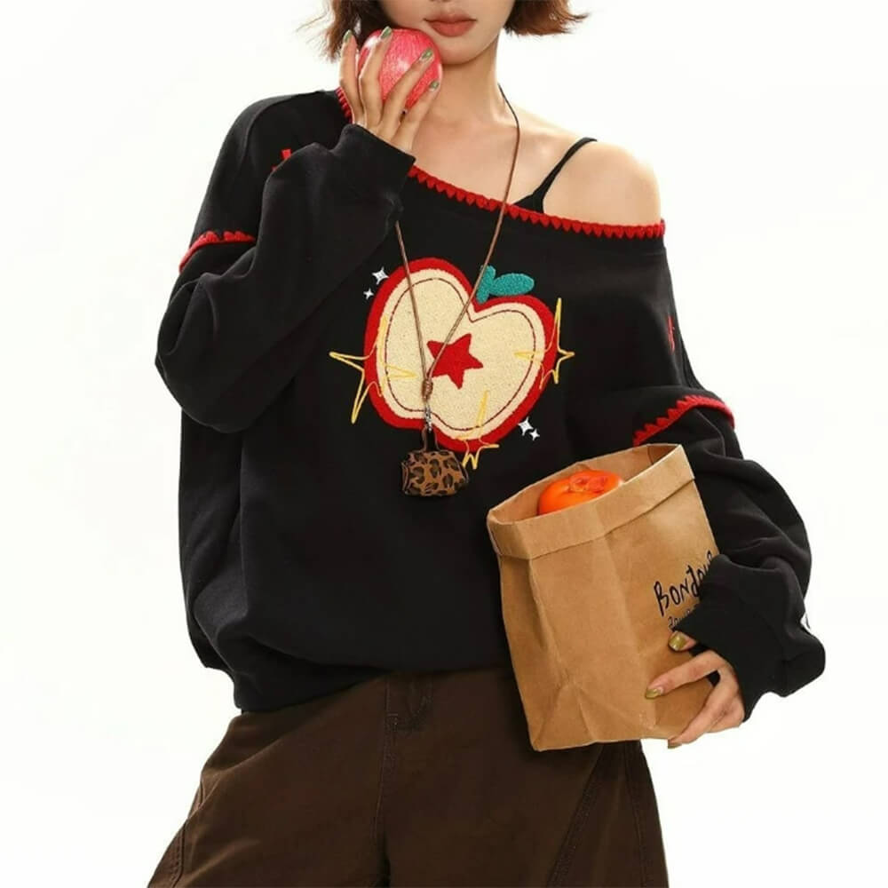 Apple Core One-Shoulder Sweater