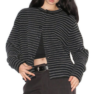 Emo Phase Striped Button-Up Cardigan