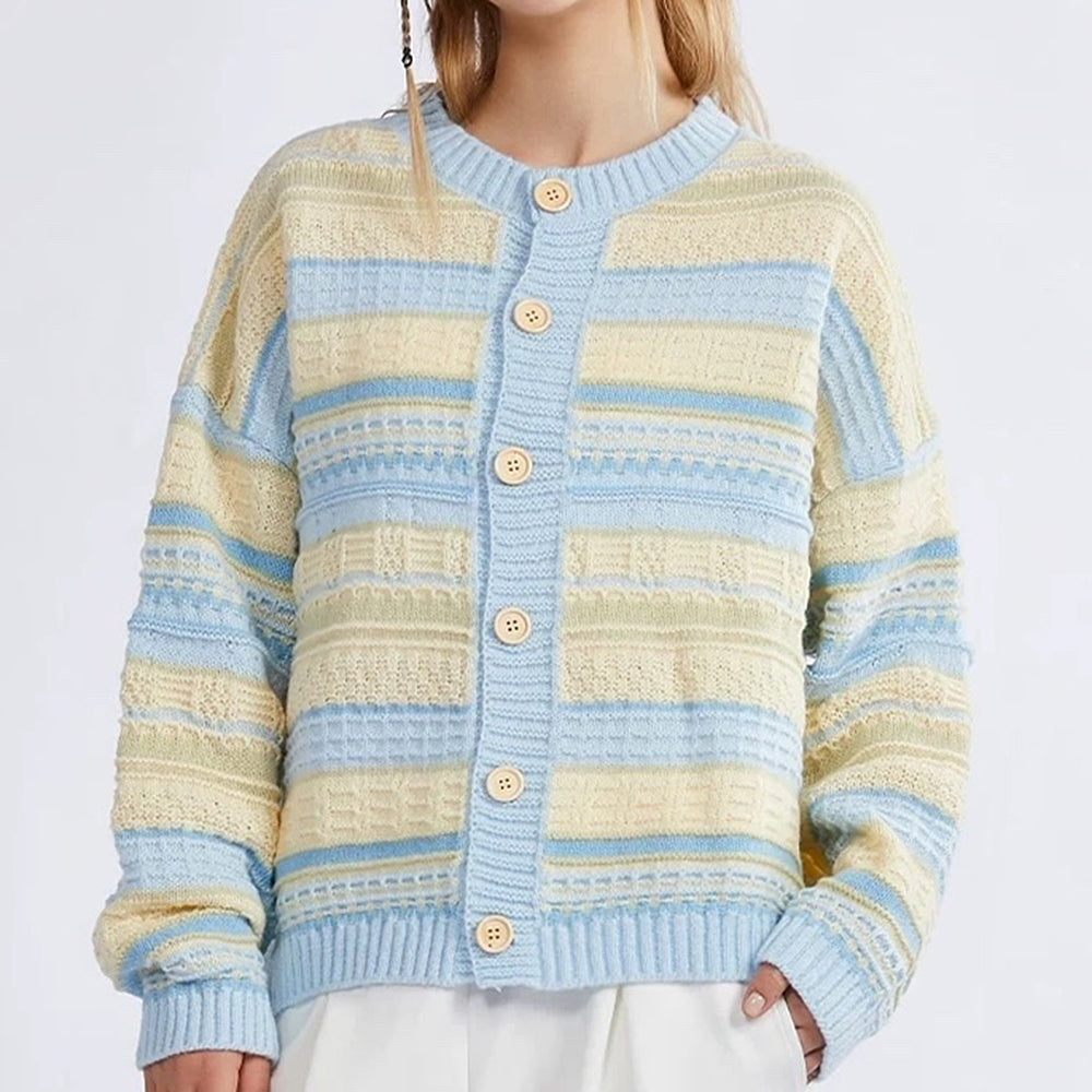 Blue & Yellow Pastel Striped Cardigan