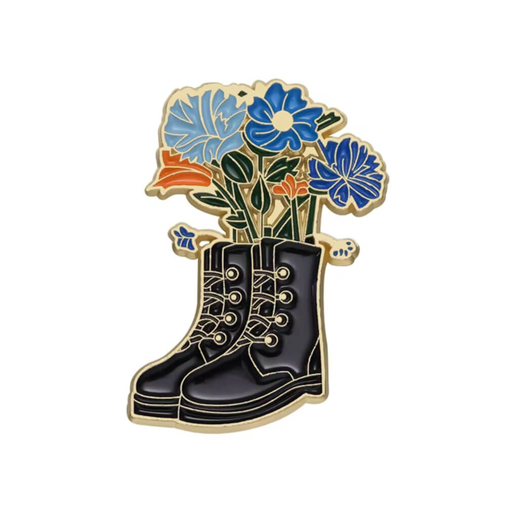 Boots with Flowers Brooch Pin