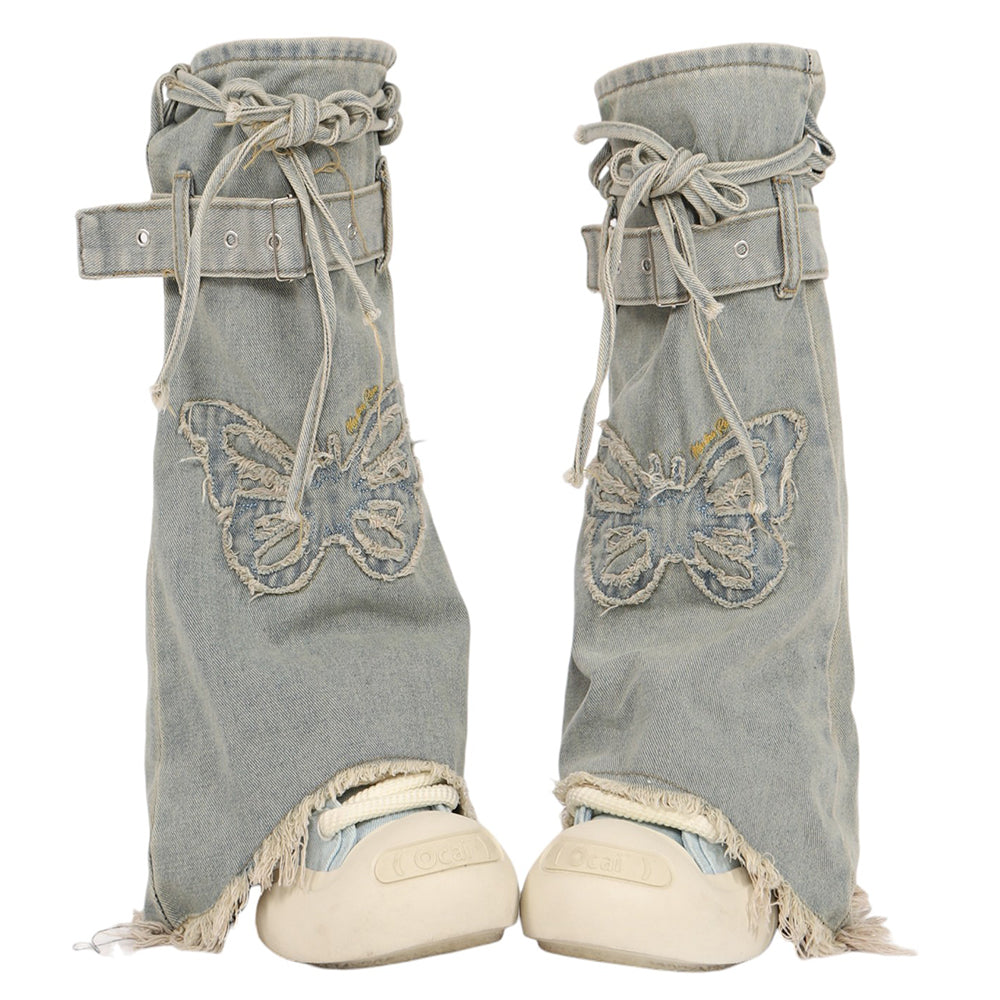 Butterfly Patch Y2K Denim Leg Warmers