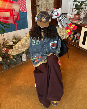 Cartoon Patches 90s Denim Vest