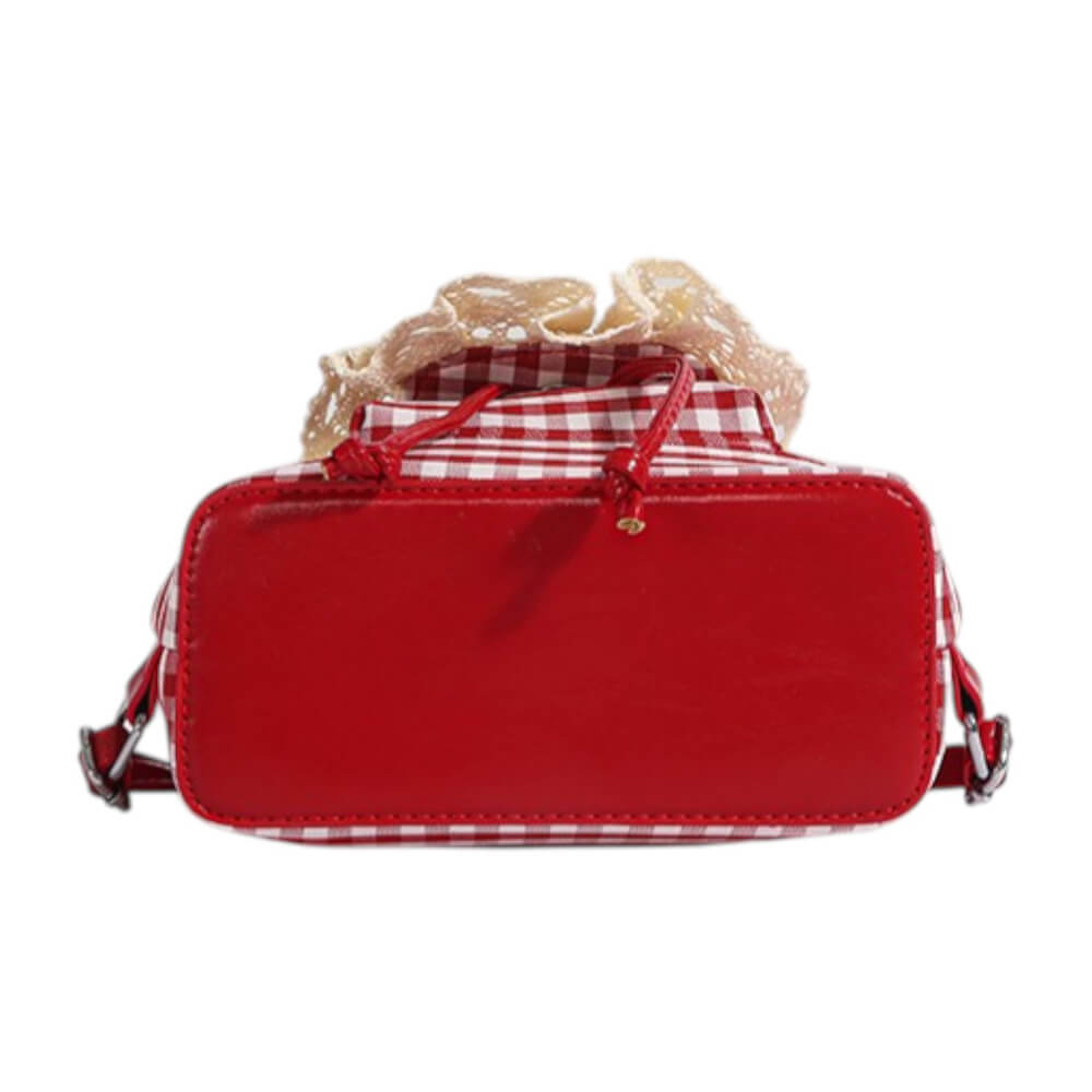 Cherry Embroidery Gingham Backpack