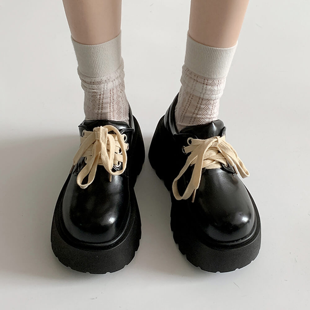 Contrast-Laced Chunky Platform Boots