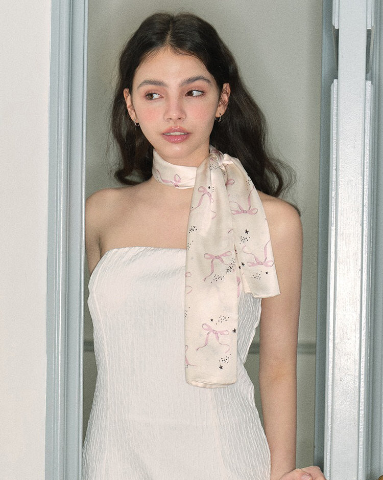 Coquette Aesthetic Bow Print Scarf