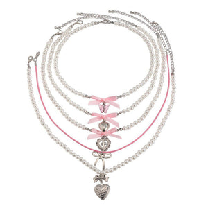 Sweet Attitude Pearl Layered Necklace Set