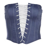 Denim Lace-Up Corset Tube Top