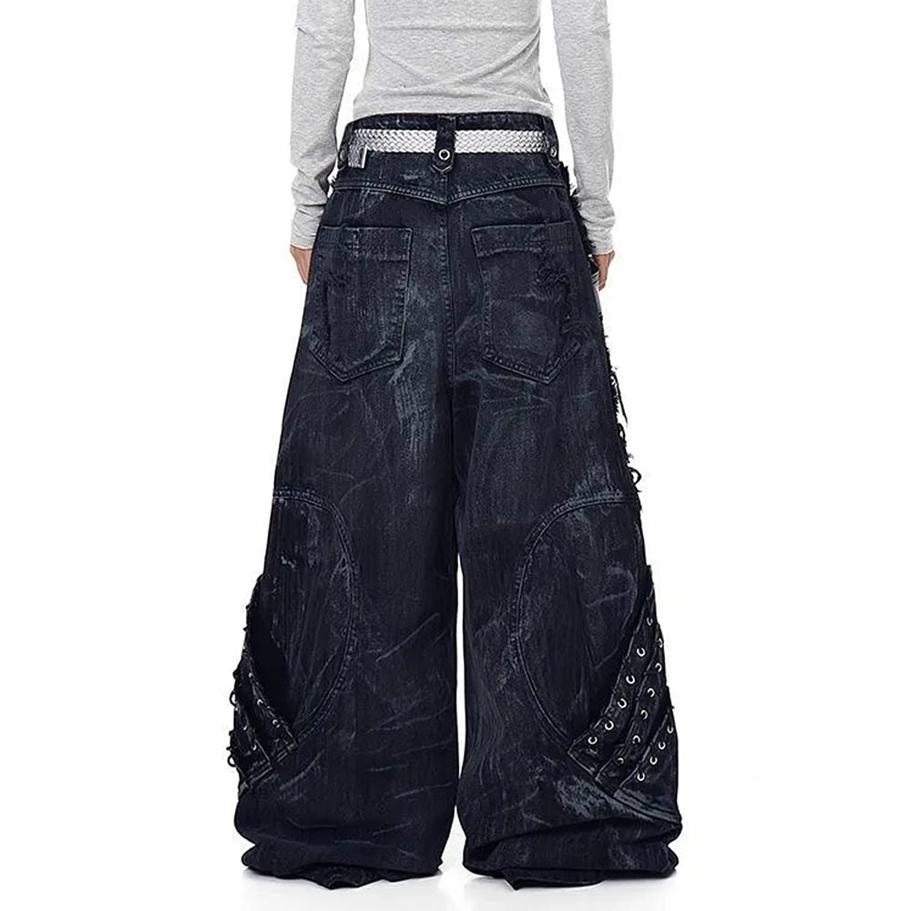 Model Behavior Distressed Wide-Leg Jeans