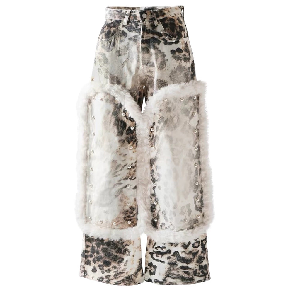 Animal Instincts Faux Fur Leopard Pants