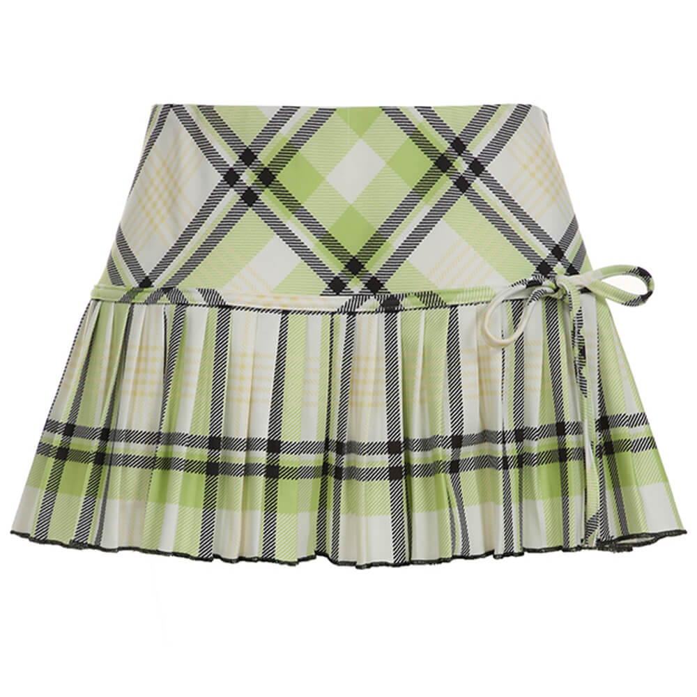 Preppy Plaid Mini Skirt in Green