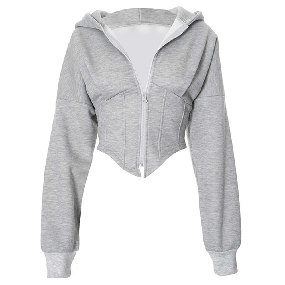 Basic Corset Detail Zip Up Hoodie