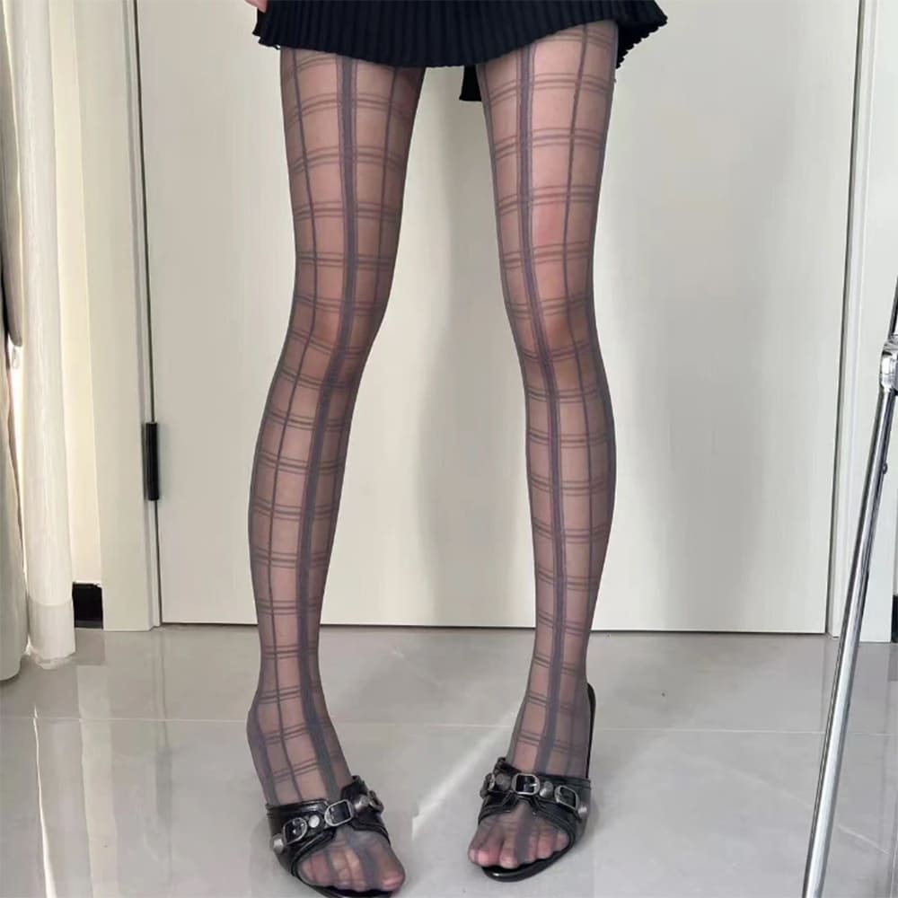 Grid Pattern Sheer Tights