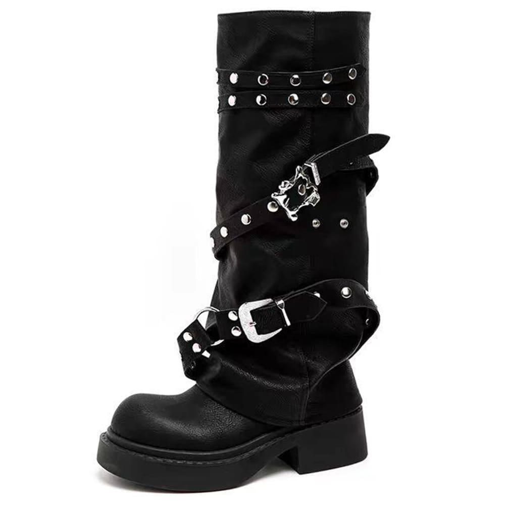 Grunge Sleaze Combat Buckle Boots
