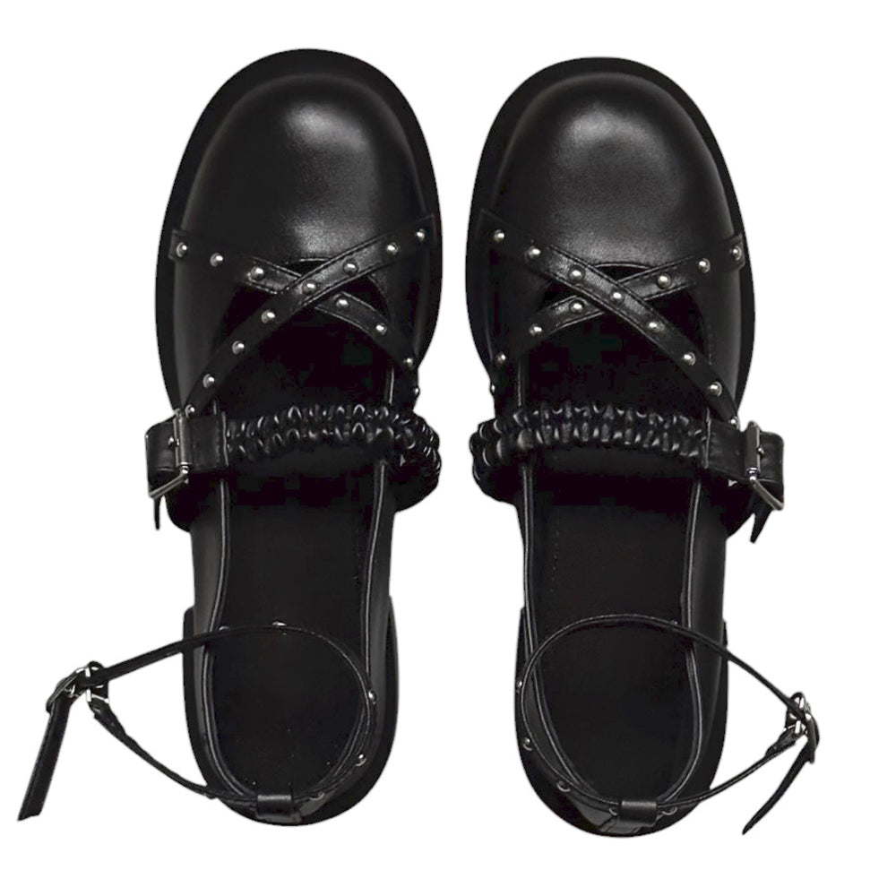 Grunge Sleaze Studded Mary Janes