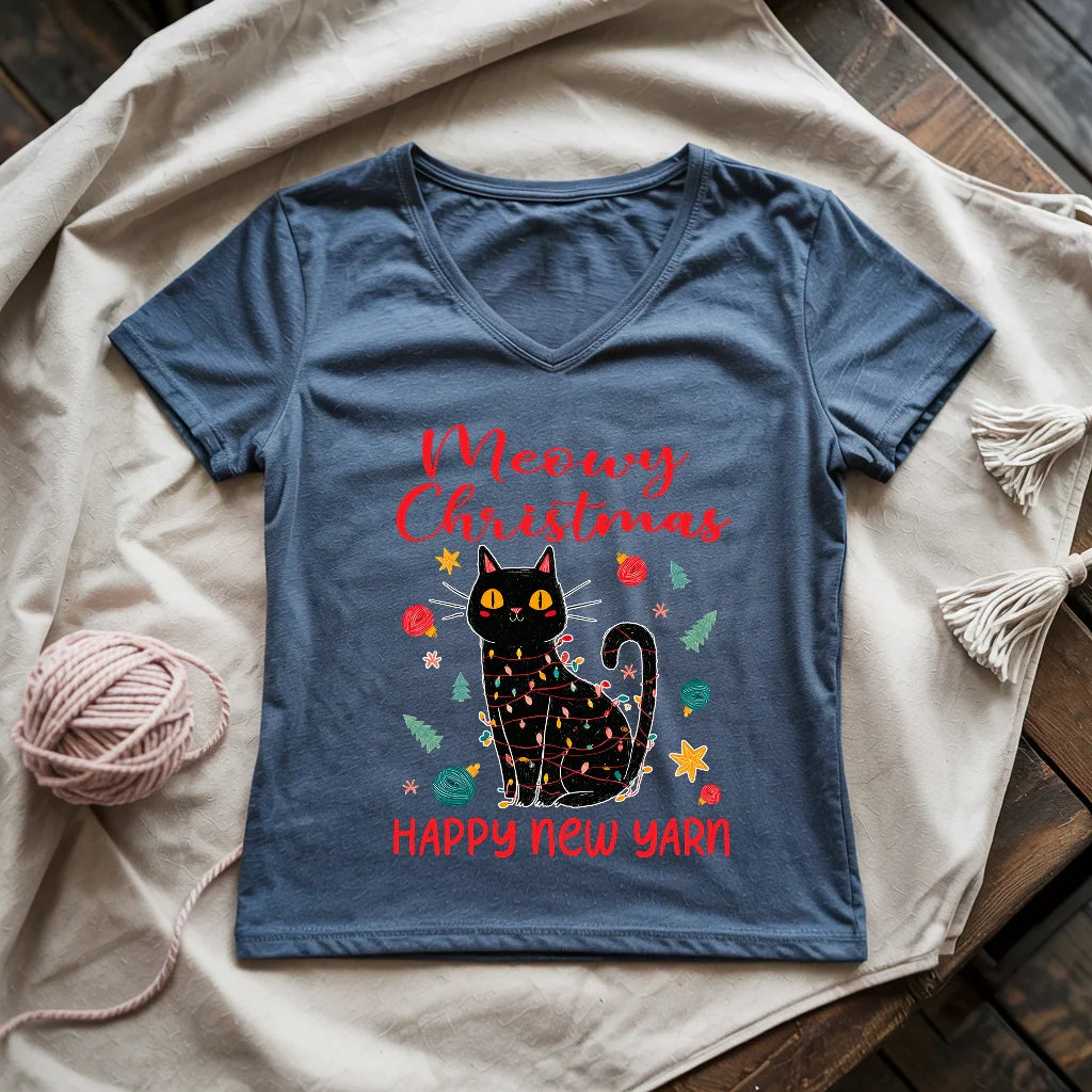 Meowy Christmas Lady V-neck