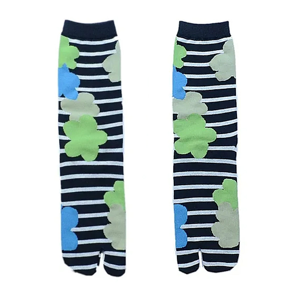 Indie Flower Striped Tabi Socks