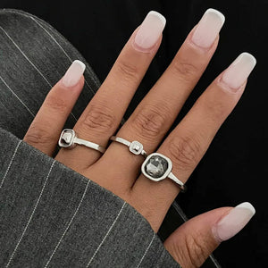 Minimalist Aesthetic Silver Ring Set