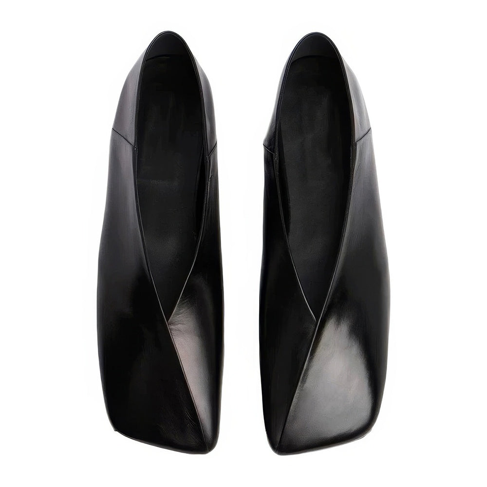 Minimalist Square-Toe Black Flats