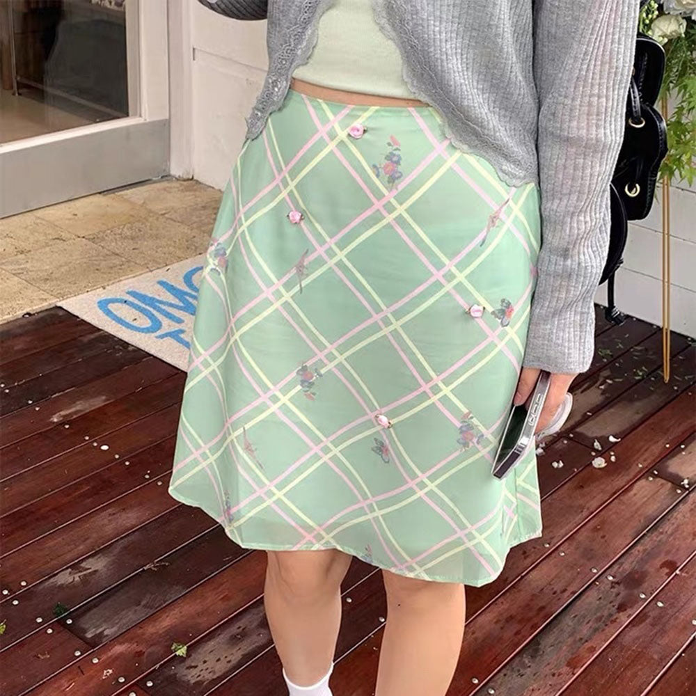 Garden Of Envy Mint Green Plaid Skirt