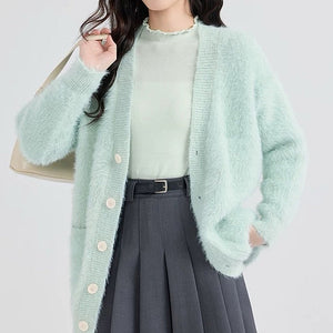Mint Green Fuzzy Cardigan